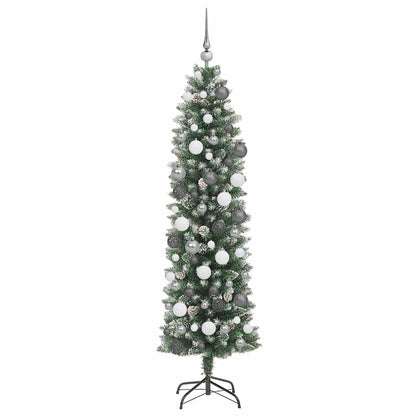 Künstlicher schlanker Weihnachtsbaum mit 300 LEDs Grün 180 cm