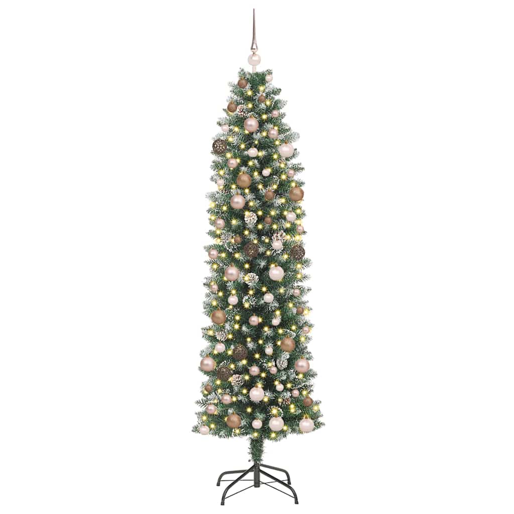 Künstlicher schlanker Weihnachtsbaum mit 300 LEDs Grün 210 cm