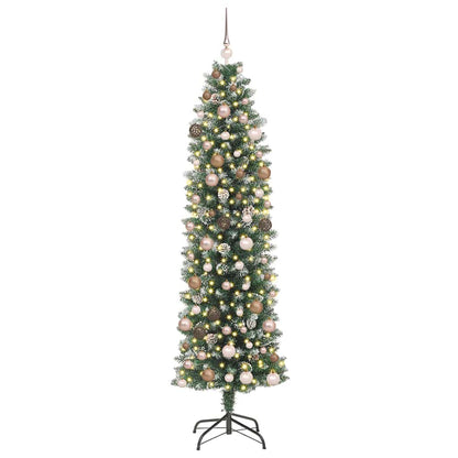 Künstlicher schlanker Weihnachtsbaum mit 300 LEDs Grün 210 cm