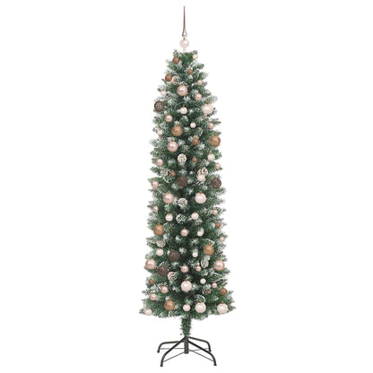 Künstlicher schlanker Weihnachtsbaum mit 300 LEDs Grün 210 cm