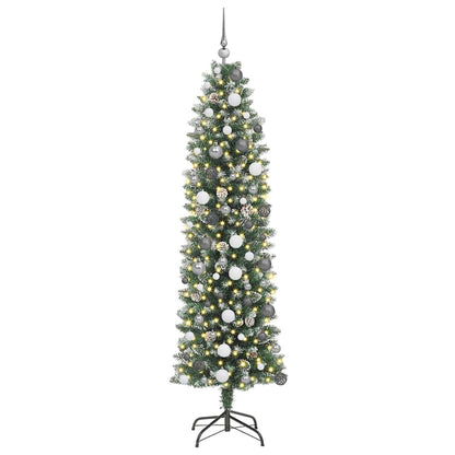 Künstlicher schlanker Weihnachtsbaum mit 300 LEDs Grün 210 cm