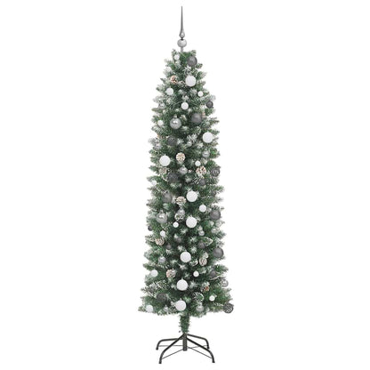 Künstlicher schlanker Weihnachtsbaum mit 300 LEDs Grün 210 cm