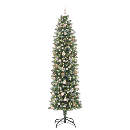 Künstlicher schlanker Weihnachtsbaum mit 300 LEDs Grün 240 cm