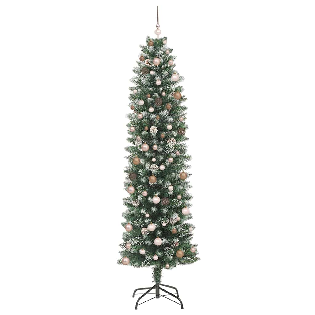 Künstlicher schlanker Weihnachtsbaum mit 300 LEDs Grün 240 cm