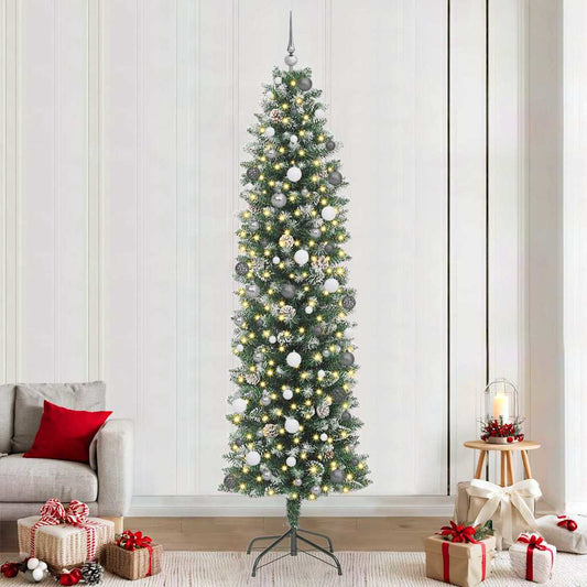 Künstlicher schlanker Weihnachtsbaum mit 300 LEDs Grün 240 cm