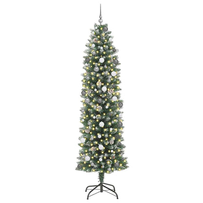 Künstlicher schlanker Weihnachtsbaum mit 300 LEDs Grün 240 cm