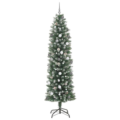 Künstlicher schlanker Weihnachtsbaum mit 300 LEDs Grün 240 cm
