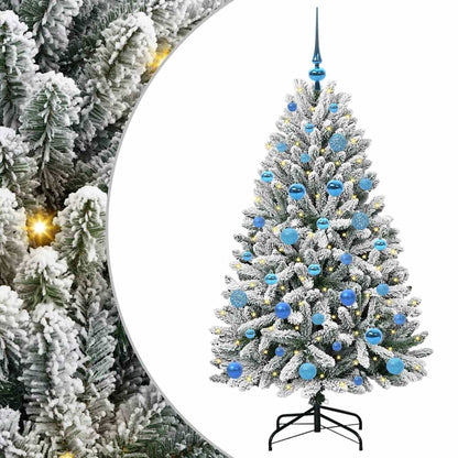Künstlicher Weihnachtsbaum Grün und Weiß 150 cm PVC und Metall