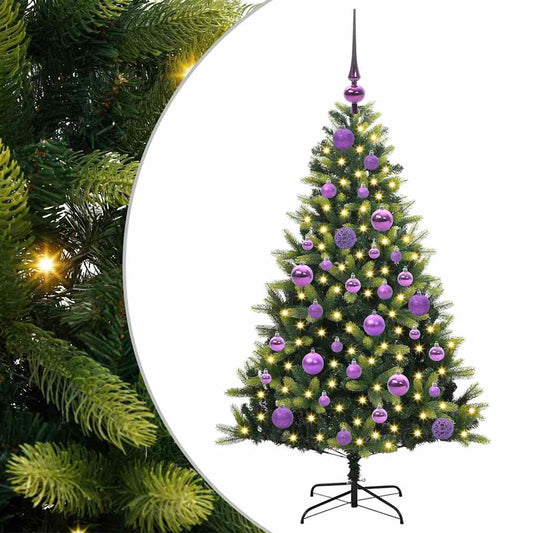 Künstlicher geflammter Weihnachtsbaum 150 LEDs Grün 120 cm