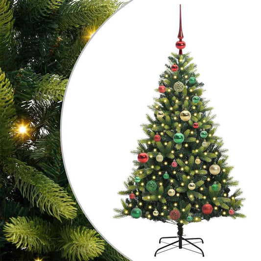 Künstlicher geflammter Weihnachtsbaum 150 LEDs Grün 120 cm