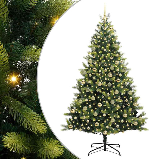 Künstlicher Klapp-Weihnachtsbaum mit 300 LEDs Grün 210 cm