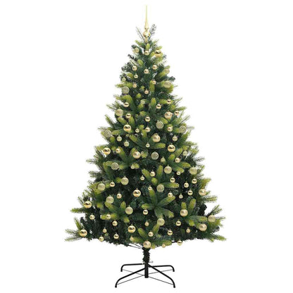 Künstlicher Klapp-Weihnachtsbaum mit 300 LEDs Grün 210 cm