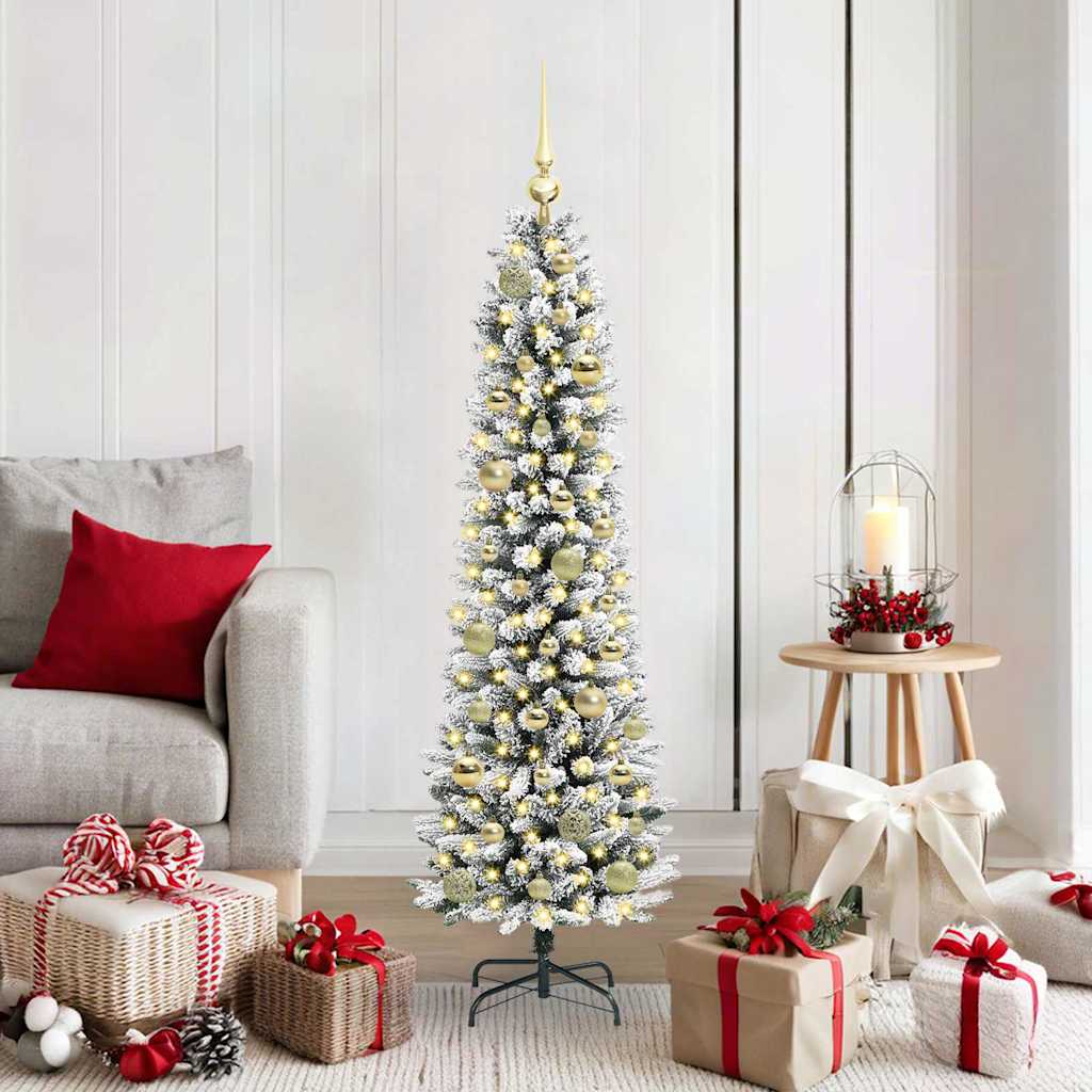 Künstlicher Weihnachtsbaum mit 150 LEDs Grün und Weiß 150 cm