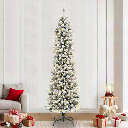Künstlicher Weihnachtsbaum mit 300 LEDs mit Ständer Weiß 240 cm