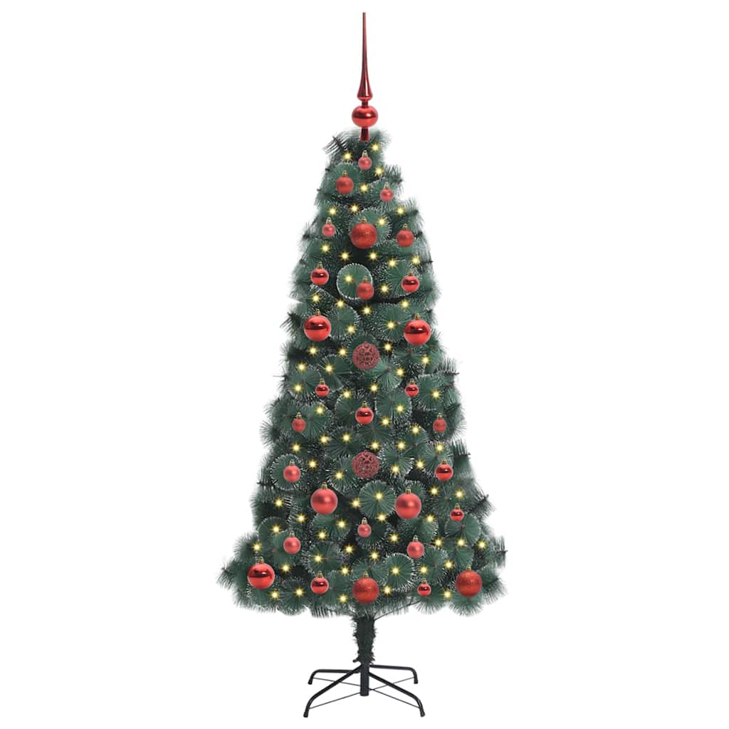 Künstlicher vorbeleuchteter Weihnachtsbaum mit Kugelset 120 cm