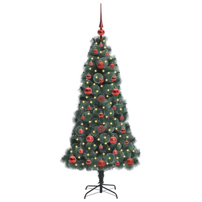Künstlicher vorbeleuchteter Weihnachtsbaum mit Kugelset 120 cm