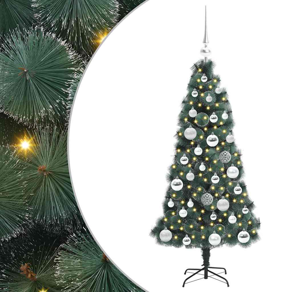 Künstlicher vorbeleuchteter Weihnachtsbaum mit Kugelset 120 cm