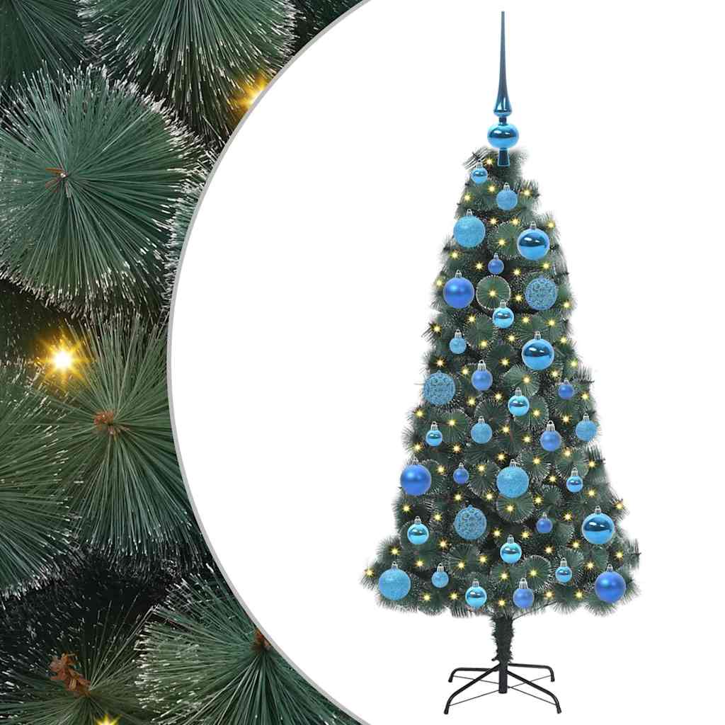 Künstlicher vorbeleuchteter Weihnachtsbaum mit Kugelset 120 cm