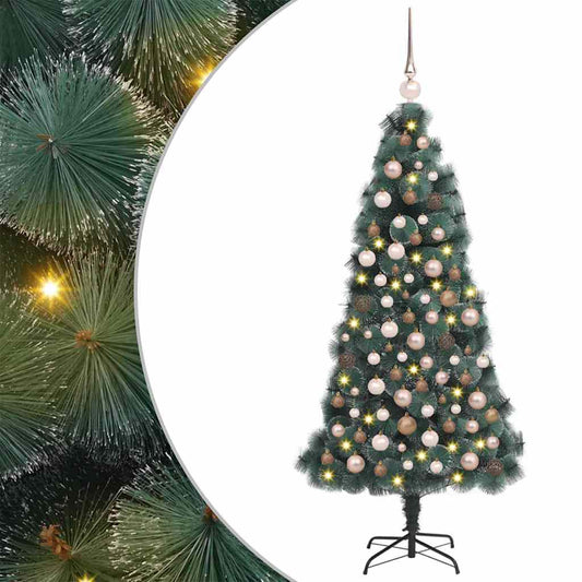 Künstlicher vorbeleuchteter Weihnachtsbaum mit Kugelset 150 cm