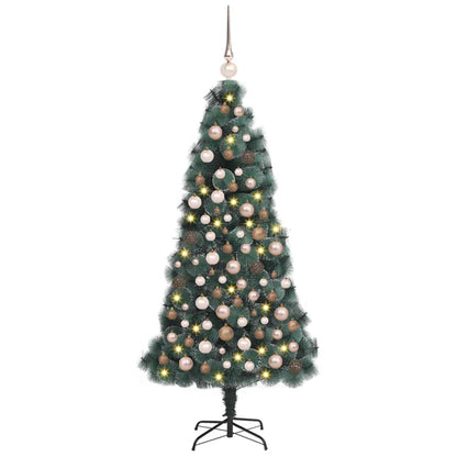 Künstlicher vorbeleuchteter Weihnachtsbaum mit Kugelset 150 cm