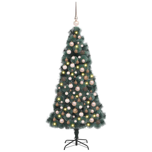 Künstlicher vorbeleuchteter Weihnachtsbaum mit Kugelset 150 cm