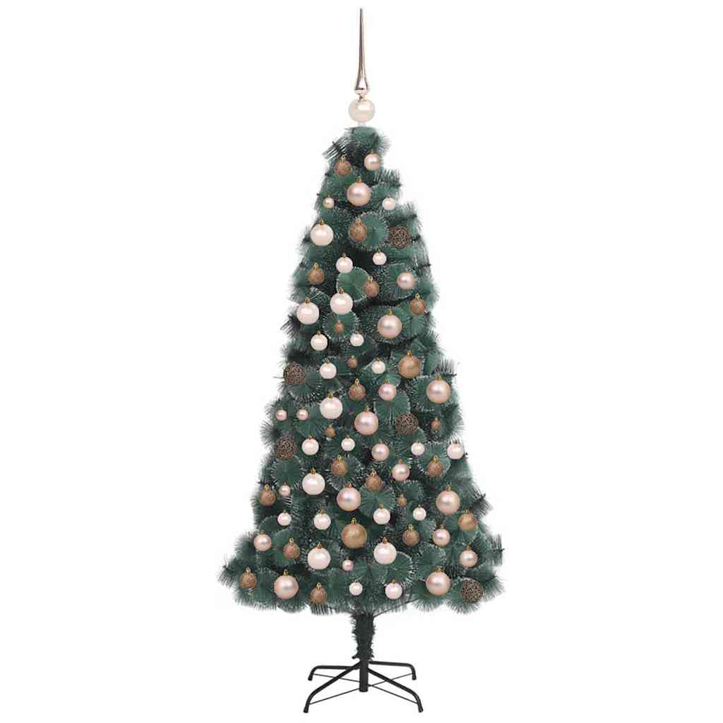 Künstlicher vorbeleuchteter Weihnachtsbaum mit Kugelset 150 cm