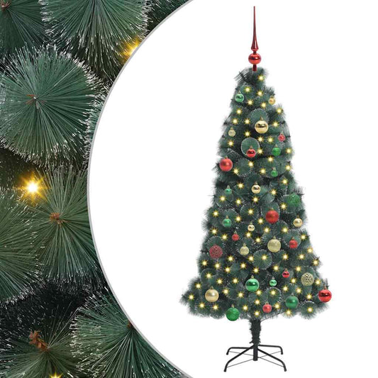 Künstlicher vorbeleuchteter Weihnachtsbaum mit Kugelset 150 cm