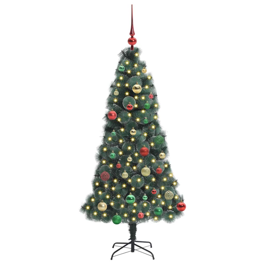 Künstlicher vorbeleuchteter Weihnachtsbaum mit Kugelset 150 cm