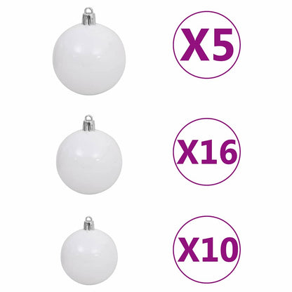Künstlicher vorbeleuchteter Weihnachtsbaum mit Kugelset 180 cm