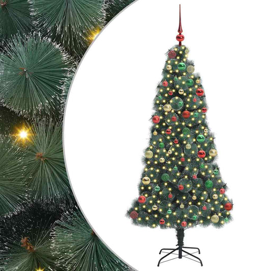 Künstlicher vorbeleuchteter Weihnachtsbaum mit Kugelset 180 cm