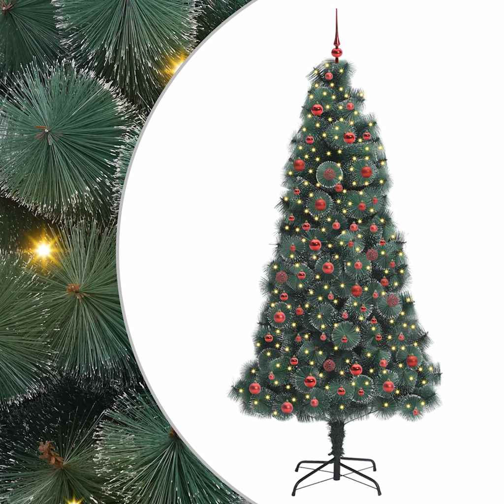 Künstlicher vorbeleuchteter Weihnachtsbaum mit Kugelset 210 cm