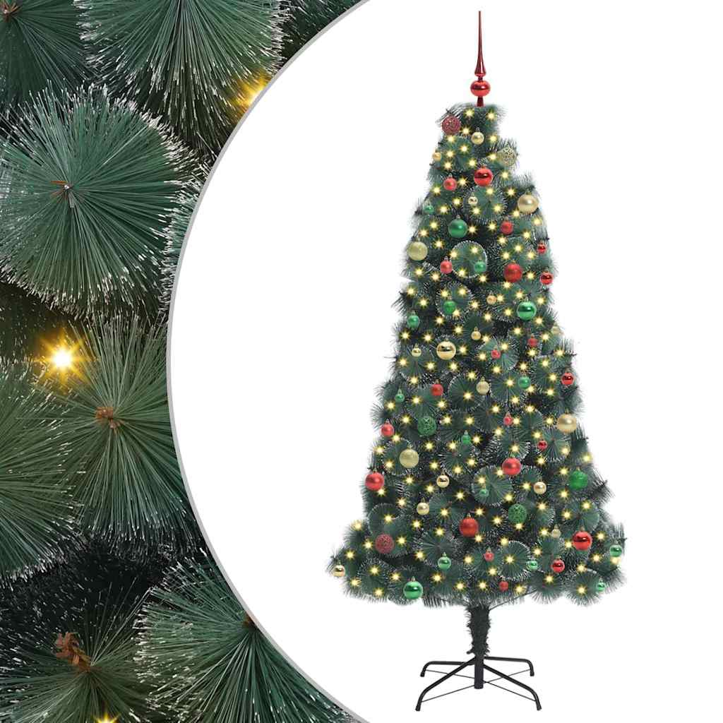Künstlicher vorbeleuchteter Weihnachtsbaum mit Kugelset 210 cm
