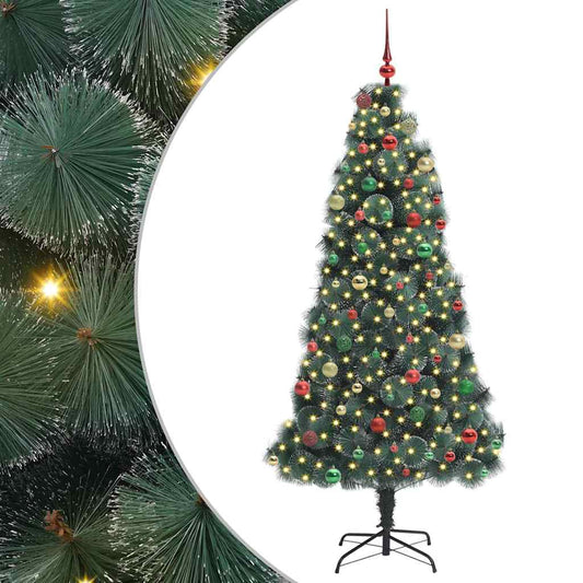 Künstlicher vorbeleuchteter Weihnachtsbaum mit Kugelset 210 cm