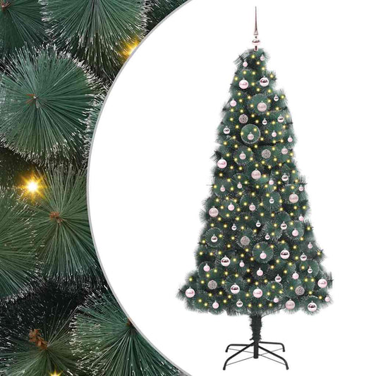 Künstlicher vorbeleuchteter Weihnachtsbaum mit Kugelset 240 cm