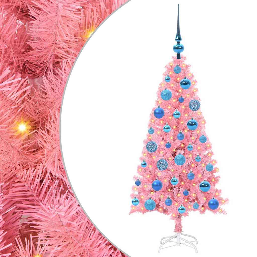 Weihnachtsbaum mit 150 LEDs mit Ständer Rosa 120 cm PVC
