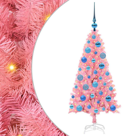 Weihnachtsbaum mit 150 LEDs mit Ständer Rosa 120 cm PVC