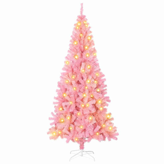 Weihnachtsbaum mit 300 LEDs mit Ständer Rosa 180 cm PVC
