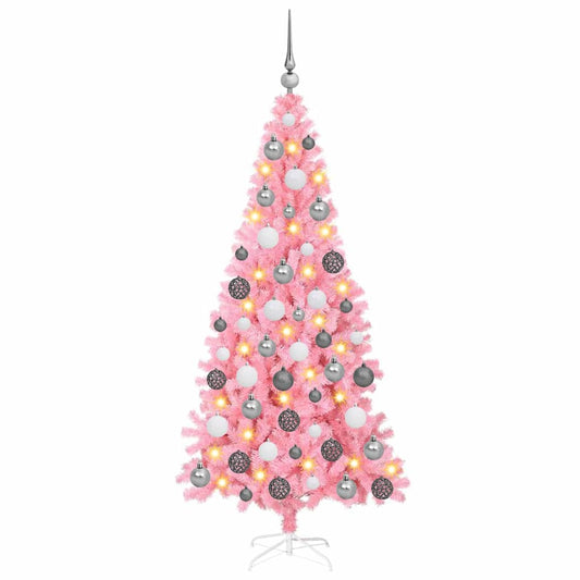 Weihnachtsbaum mit 300 LEDs mit Ständer Rosa 180 cm PVC
