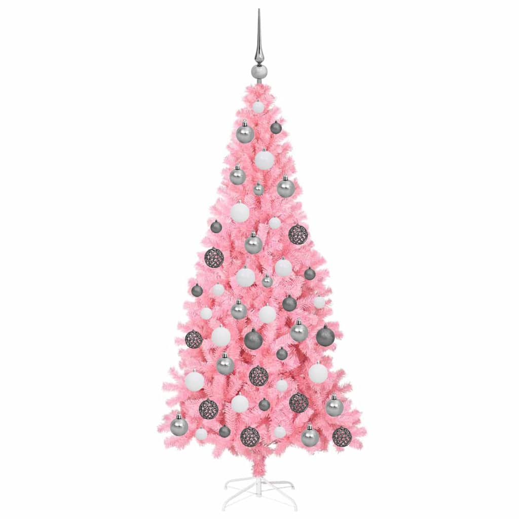Weihnachtsbaum mit 300 LEDs mit Ständer Rosa 180 cm PVC