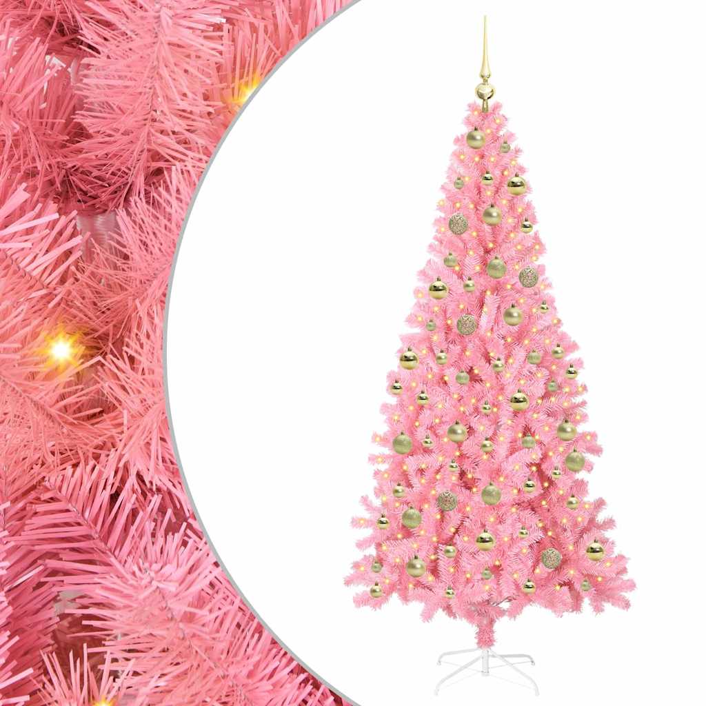 Weihnachtsbaum mit 300 LEDs mit Ständer Rosa 210 cm PVC