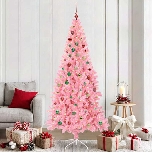 Weihnachtsbaum mit 300 LEDs mit Ständer Rosa 210 cm PVC