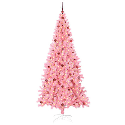 Weihnachtsbaum mit 300 LEDs mit Ständer Rosa 240 cm PVC