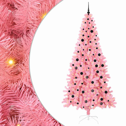 Weihnachtsbaum mit 300 LEDs mit Ständer Rosa 240 cm PVC