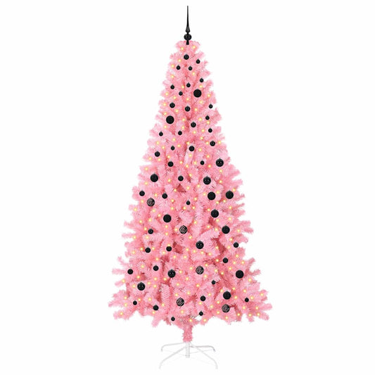 Weihnachtsbaum mit 300 LEDs mit Ständer Rosa 240 cm PVC
