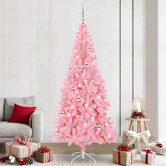 Weihnachtsbaum mit 300 LEDs mit Ständer Rosa 240 cm PVC