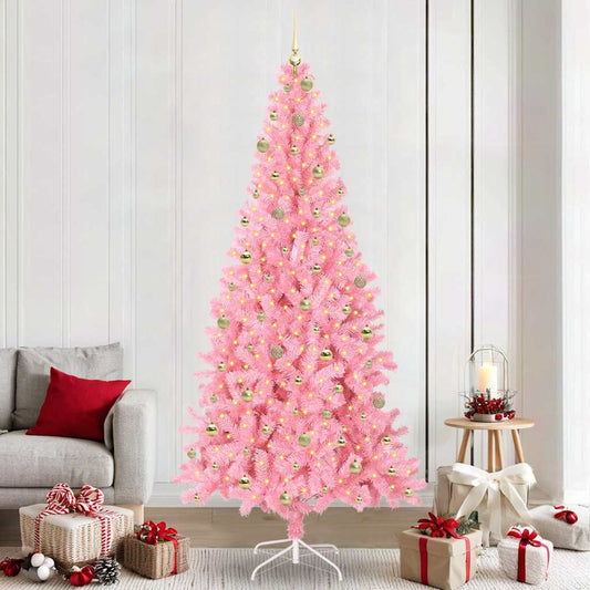 Weihnachtsbaum mit 300 LEDs mit Ständer Rosa 240 cm PVC