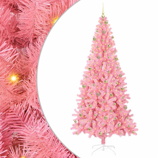Weihnachtsbaum mit 300 LEDs mit Ständer Rosa 240 cm PVC