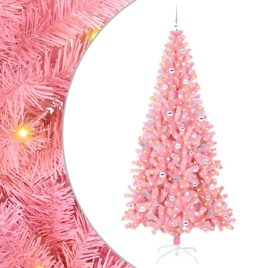 Weihnachtsbaum mit 300 LEDs mit Ständer Rosa 240 cm PVC