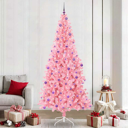 Weihnachtsbaum mit 300 LEDs mit Ständer Rosa 240 cm PVC
