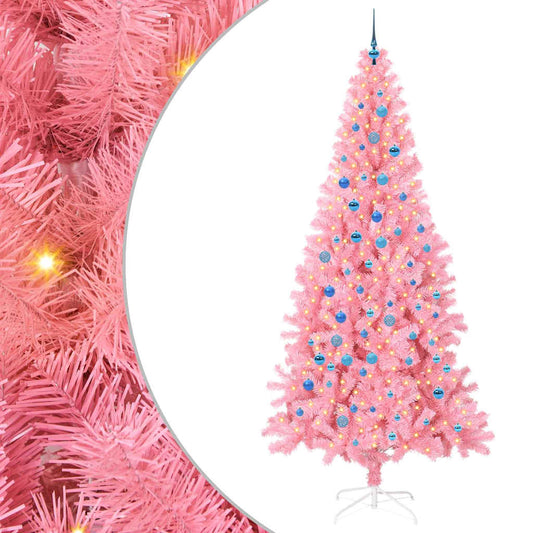 Weihnachtsbaum mit 300 LEDs mit Ständer Rosa 240 cm PVC